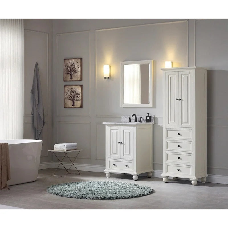 Meuble haut de salle de bain blanc français de 61 cm - 61 cm (l) x 173 cm (H) - 61 cm (l) x 173 cm (H)