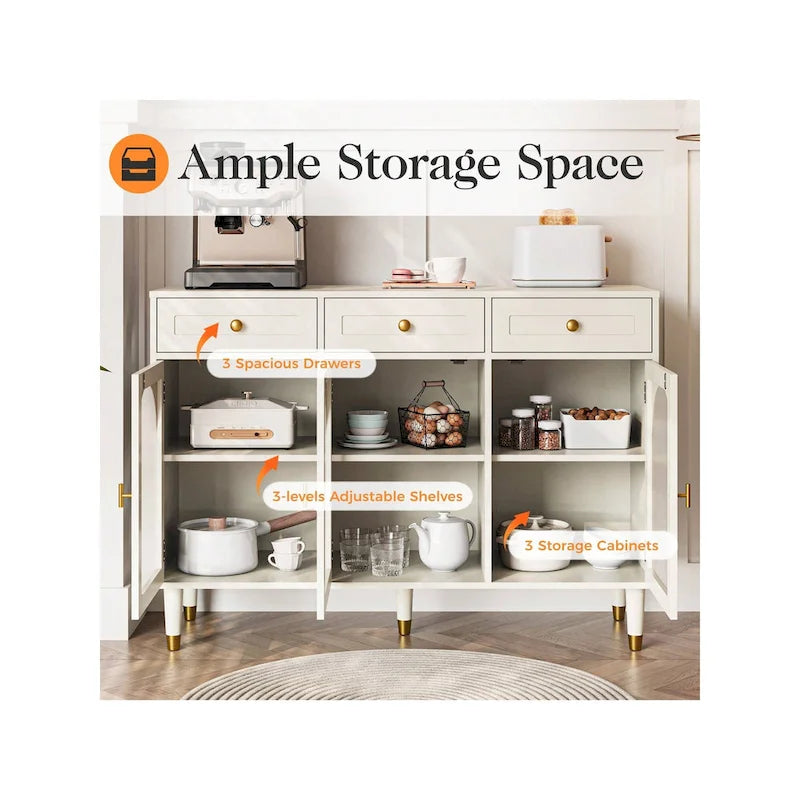 47.2 Buffet latéral large à 3 tiroirs