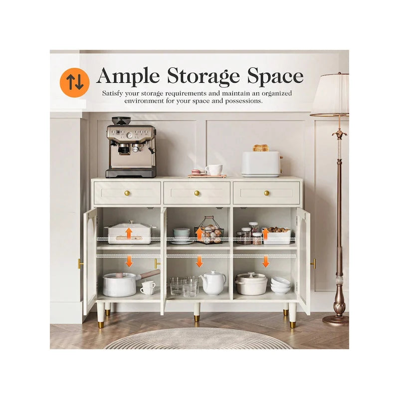 47.2 Buffet latéral large à 3 tiroirs