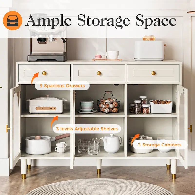 47.2 Buffet latéral large à 3 tiroirs