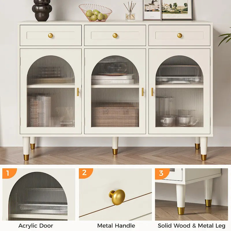 47.2 Buffet latéral large à 3 tiroirs
