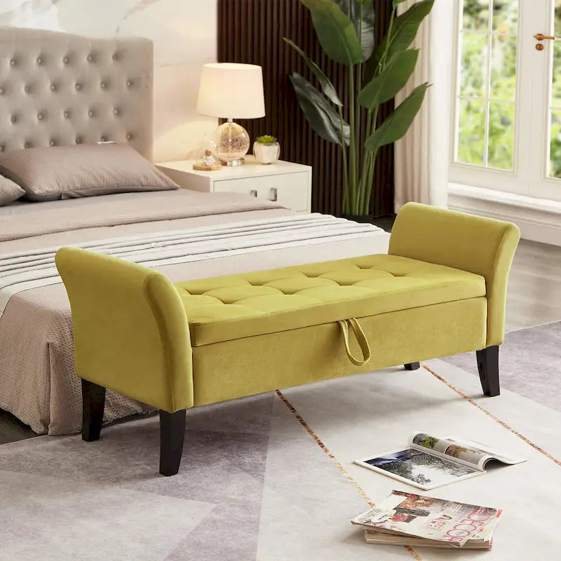 Banc de rangement en velours de 130,8 cm