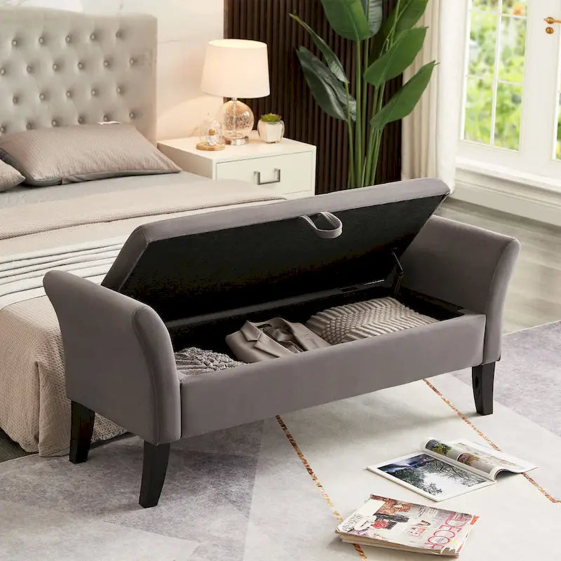 Banc de rangement en velours de 130,8 cm