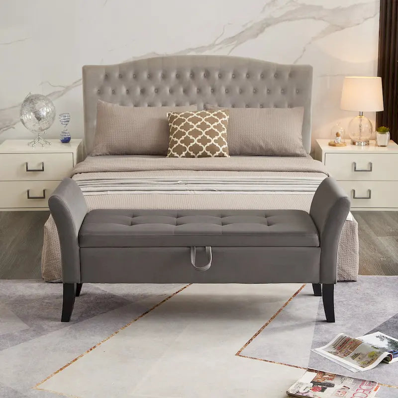 Banc de rangement en velours de 130,8 cm