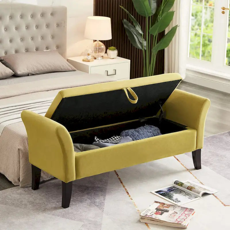 Banc de rangement en velours de 130,8 cm