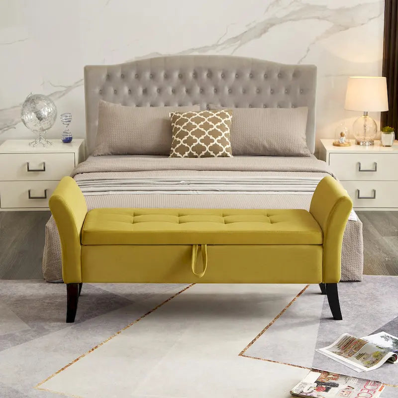 Banc de rangement en velours de 130,8 cm