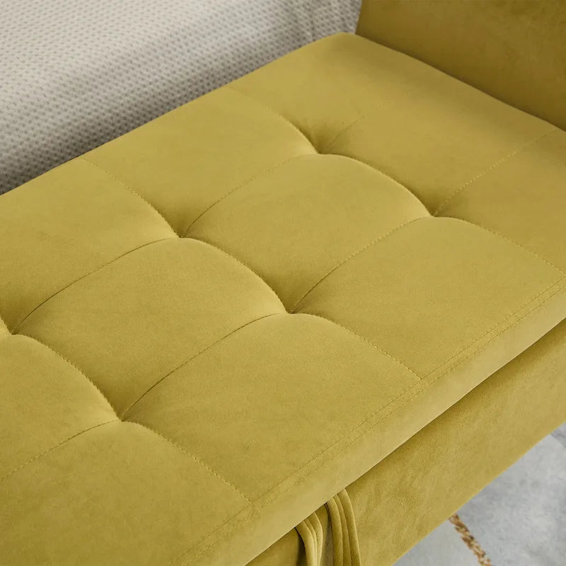Banc de rangement en velours de 130,8 cm