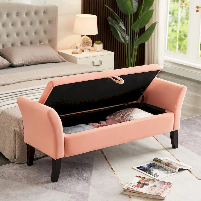 Banc de rangement en velours de 130,8 cm