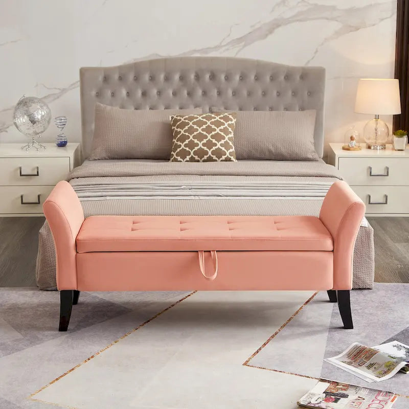 Banc de rangement en velours de 130,8 cm