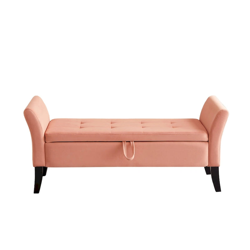 Banc de rangement en velours de 130,8 cm