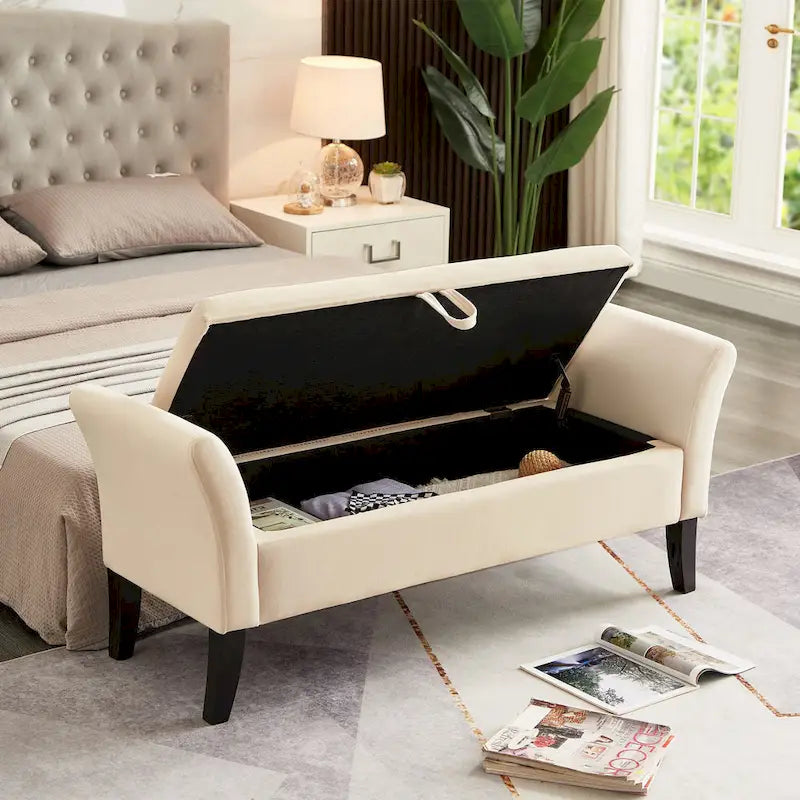 Banc de rangement en velours de 130,8 cm