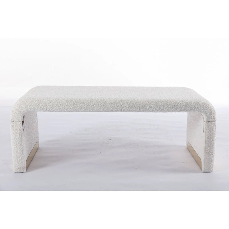 Nouveau Pouf Ottoman en Tissu Bouclé Banc de Chambre à Coucher Banc à Chaussures avec Pieds en Métal Doré