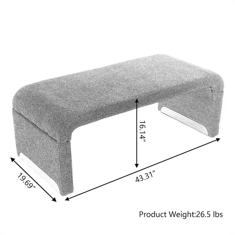 Nouveau Pouf Ottoman en Tissu Bouclé Banc de Chambre à Coucher Banc à Chaussures avec Pieds en Métal Doré