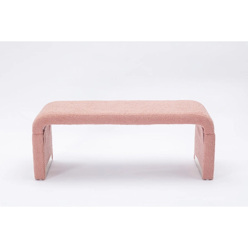 Nouveau Pouf Ottoman en Tissu Bouclé Banc de Chambre à Coucher Banc à Chaussures avec Pieds en Métal Doré