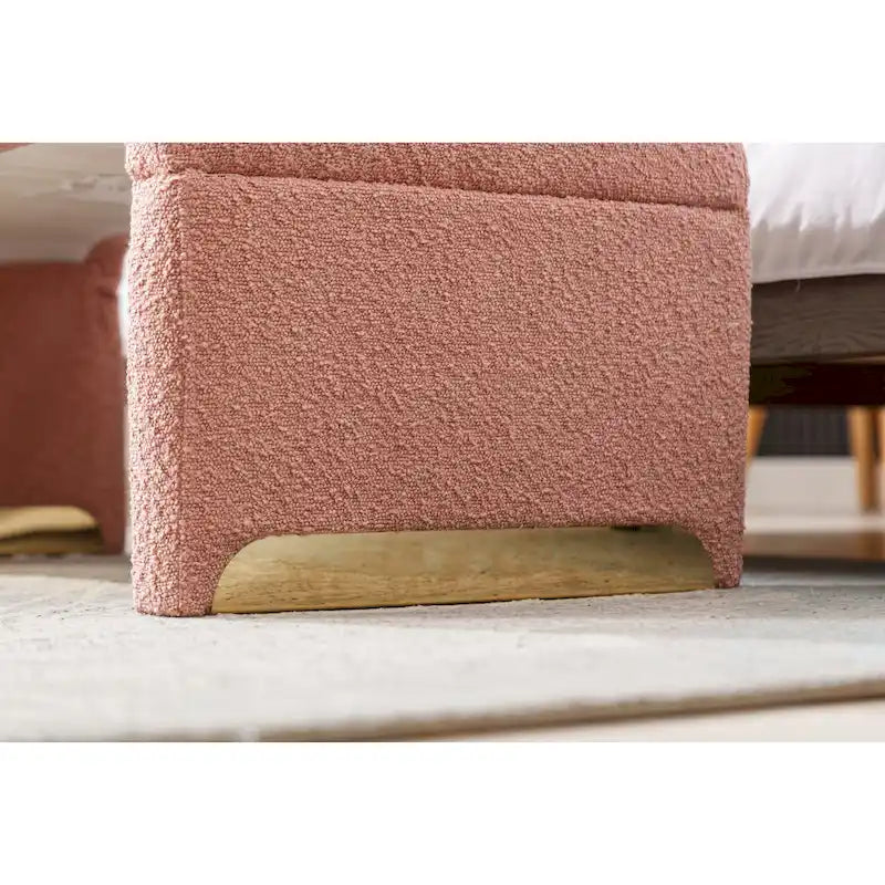 Nouveau Pouf Ottoman en Tissu Bouclé Banc de Chambre à Coucher Banc à Chaussures avec Pieds en Métal Doré
