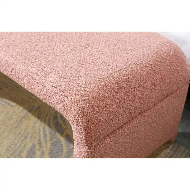 Nouveau Pouf Ottoman en Tissu Bouclé Banc de Chambre à Coucher Banc à Chaussures avec Pieds en Métal Doré