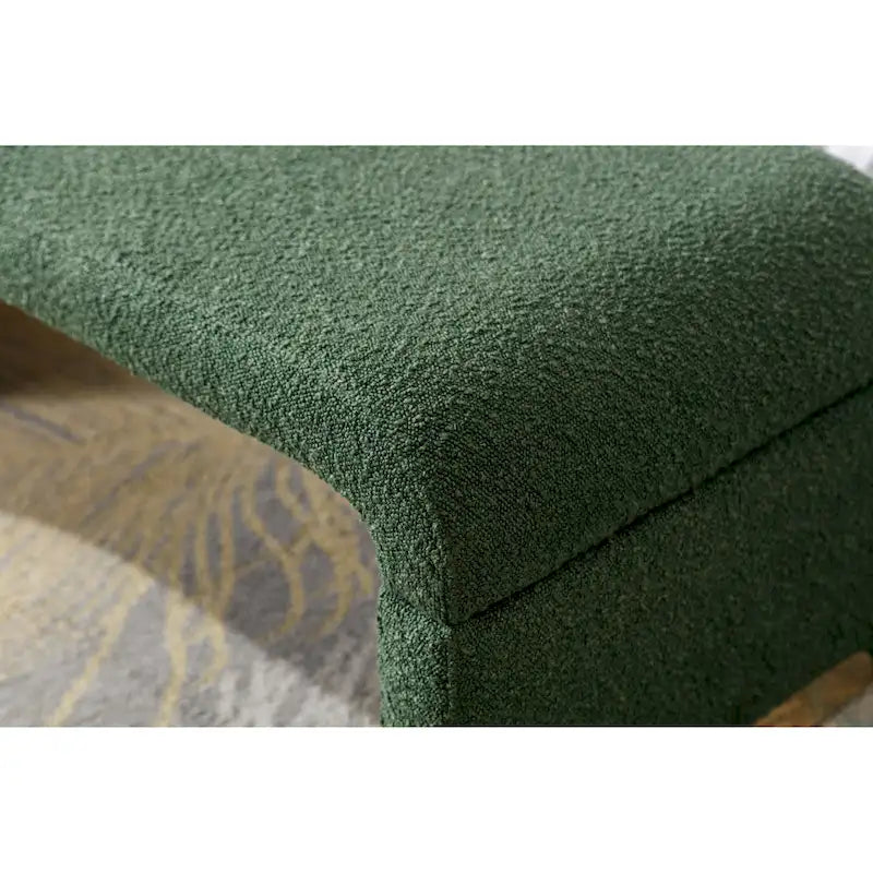 Nouveau Pouf Ottoman en Tissu Bouclé Banc de Chambre à Coucher Banc à Chaussures avec Pieds en Métal Doré