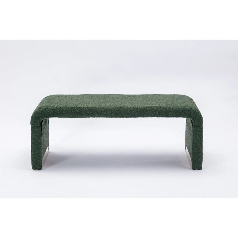 Nouveau Pouf Ottoman en Tissu Bouclé Banc de Chambre à Coucher Banc à Chaussures avec Pieds en Métal Doré