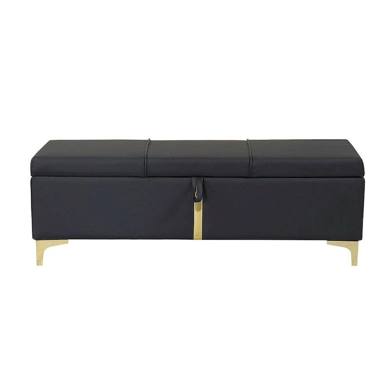 47.20 Banc de rangement rembourré en PU avec pieds métalliques entièrement assemblés