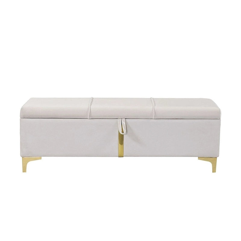 47.20 Banc de rangement rembourré en PU avec pieds métalliques entièrement assemblés