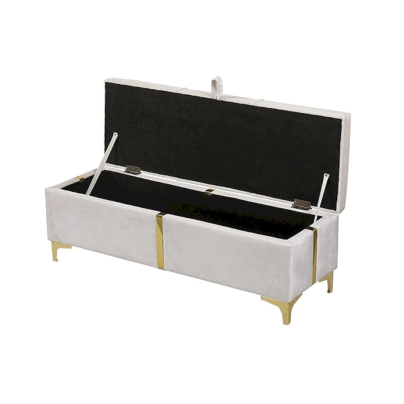 47.20 Banc de rangement rembourré en PU avec pieds métalliques entièrement assemblés