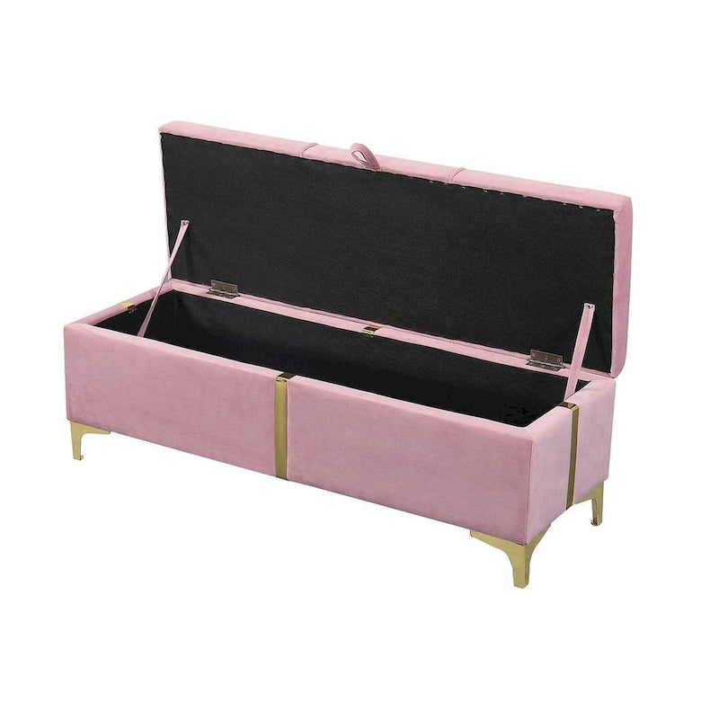 47.20 Banc de rangement rembourré en PU avec pieds métalliques entièrement assemblés