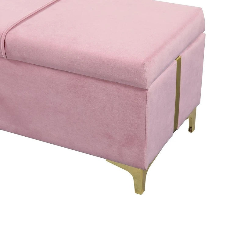 47.20 Banc de rangement rembourré en PU avec pieds métalliques entièrement assemblés