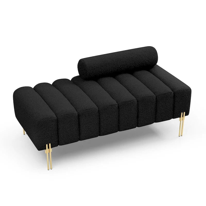 Banc de bout de lit moderne de 53,2 po de large, tapissé de tissu, canapé 2 places, banc ottoman d'entrée