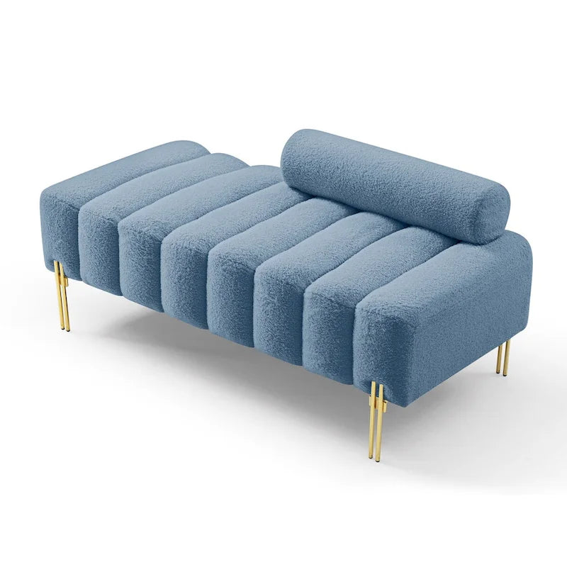 Banc de bout de lit moderne de 53,2 po de large, tapissé de tissu, canapé 2 places, banc ottoman d'entrée