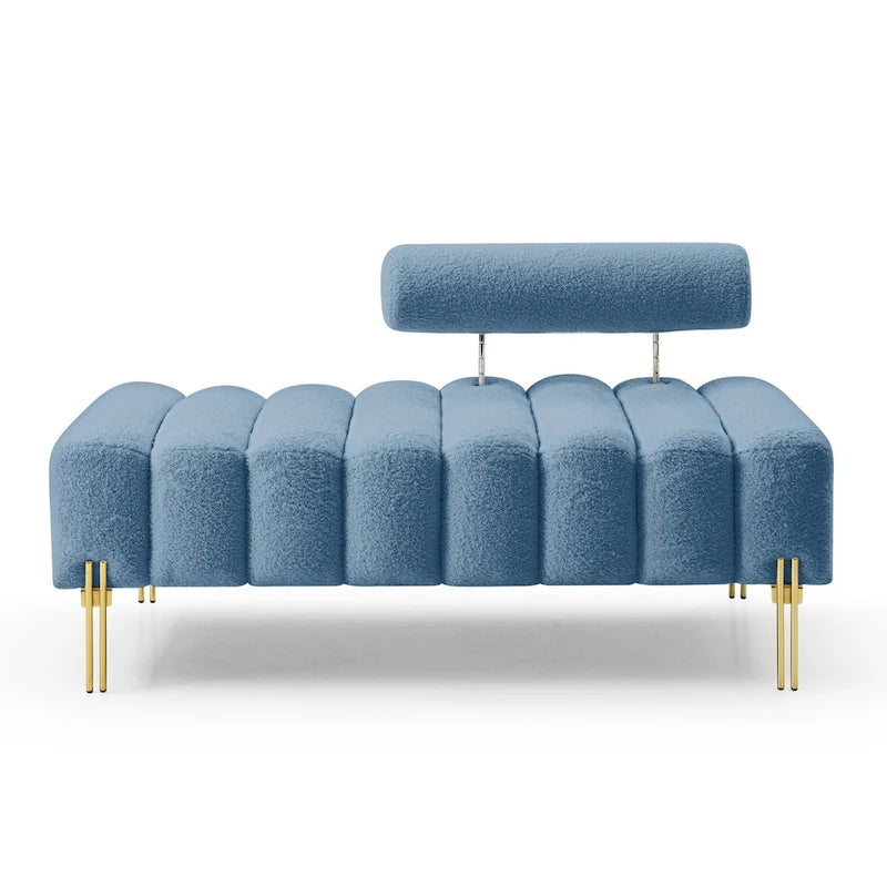Banc de bout de lit moderne de 53,2 po de large, tapissé de tissu, canapé 2 places, banc ottoman d'entrée