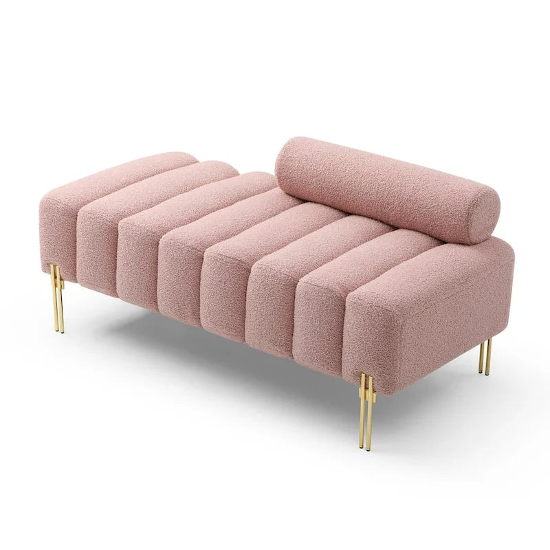 Banc de bout de lit moderne de 53,2 po de large, tapissé de tissu, canapé 2 places, banc ottoman d'entrée