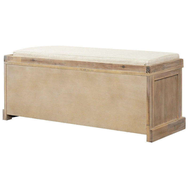 Banc d'entrée avec 3 paniers en rotin amovibles