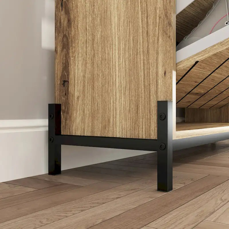 Meuble à chaussures avec 3 tiroirs basculants et étagères ouvertes, meuble de rangement de chaussures d'entrée moderne mince et étroit, range-chaussures caché