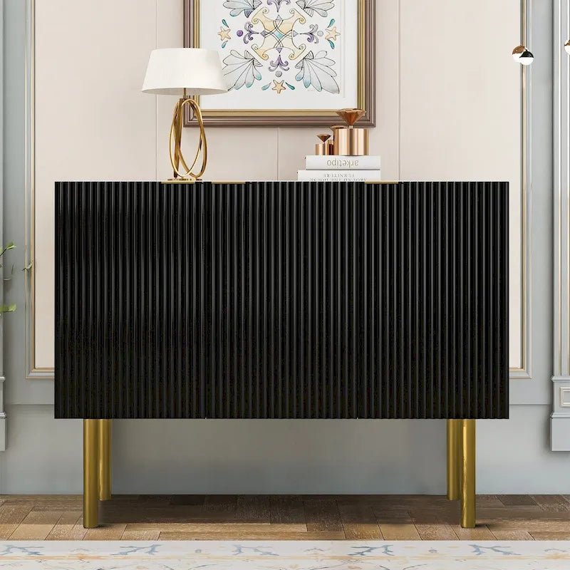 Buffet horizontal minimaliste moderne avec pieds et poignées en métal doré