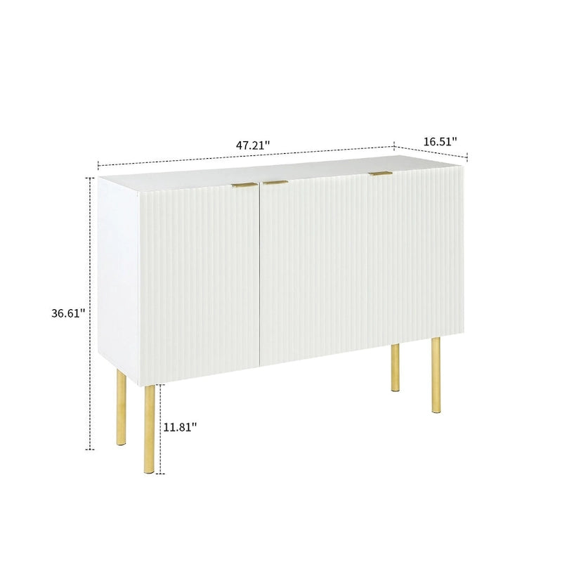 Buffet horizontal minimaliste moderne avec pieds et poignées en métal doré