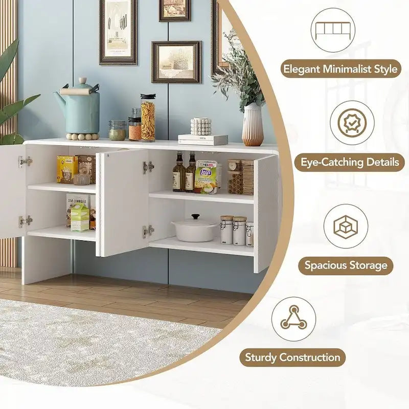 60 Grand meuble de rangement minimaliste avec 4 portes buffet/bahut