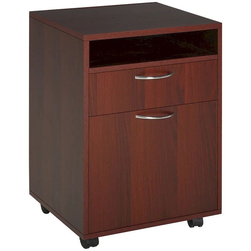 Meuble de rangement mobile moderne avec 1 tiroir et 1 placard, support d'imprimante avec roulettes