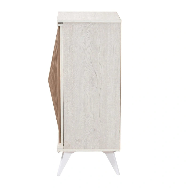 Armoire de rangement à 2 portes gris clair et bois marron de style transitionnel Mid-Century Modern