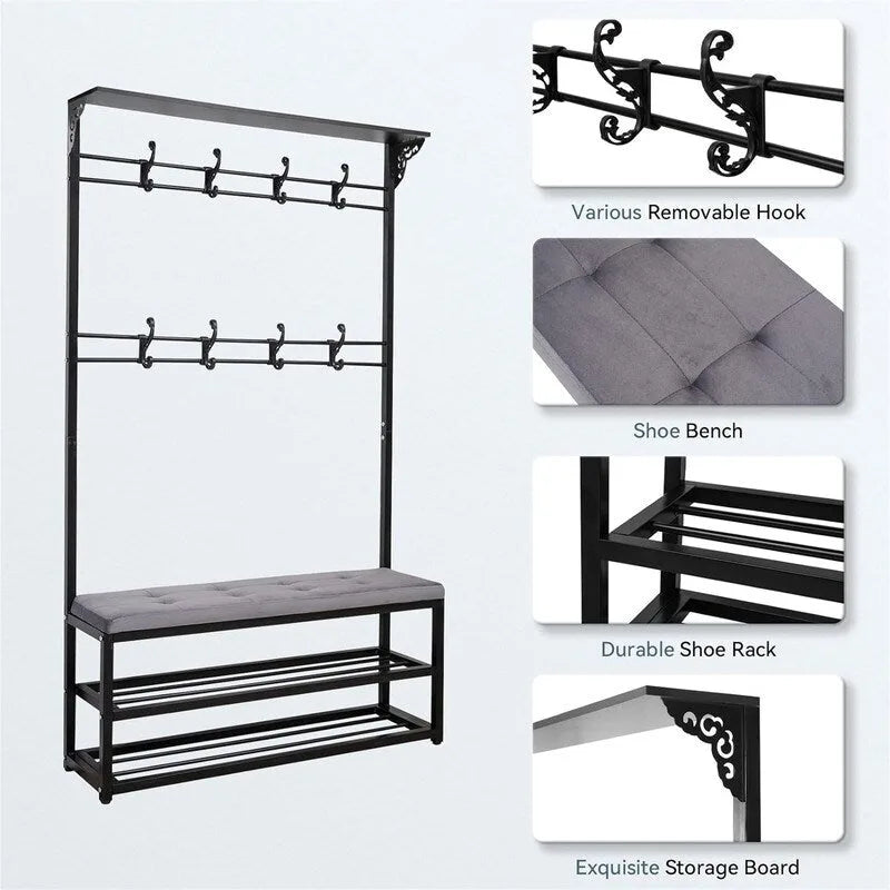 Meuble d'entrée avec banc et rangement à chaussures - 39,37P x 11,8L x 67,77H