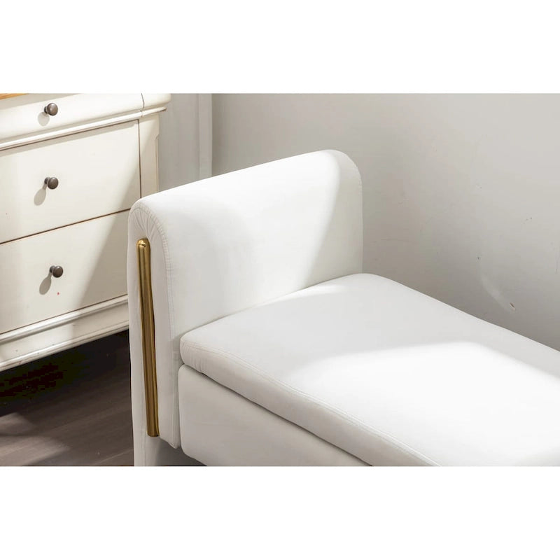 Banc de rangement en velours pour chambre à coucher avec garniture en métal doré pour salon, chambre à coucher, intérieur