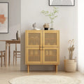 Meuble de rangement 4 portes en cannage de rotin