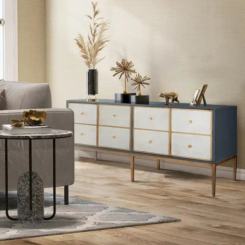 Buffet Bahut Rangement Commode Moderne Milieu de Siècle 4 Portes avec Multi-compartiments pour Chambre - 150 cm