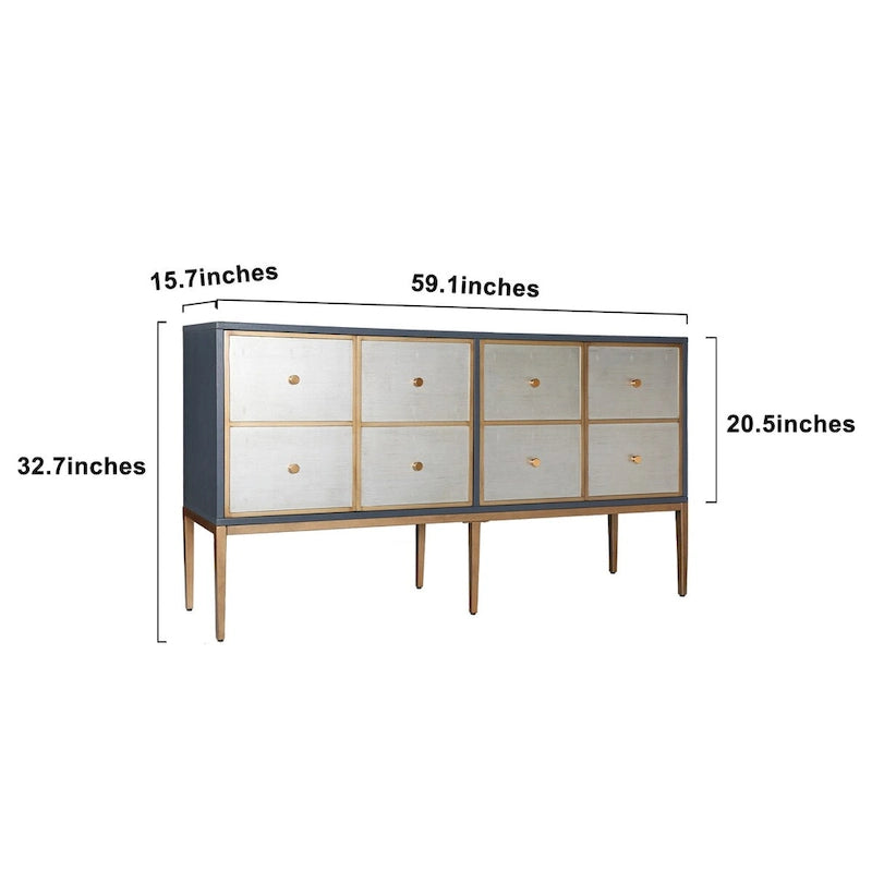Buffet Bahut Rangement Commode Moderne Milieu de Siècle 4 Portes avec Multi-compartiments pour Chambre - 150 cm