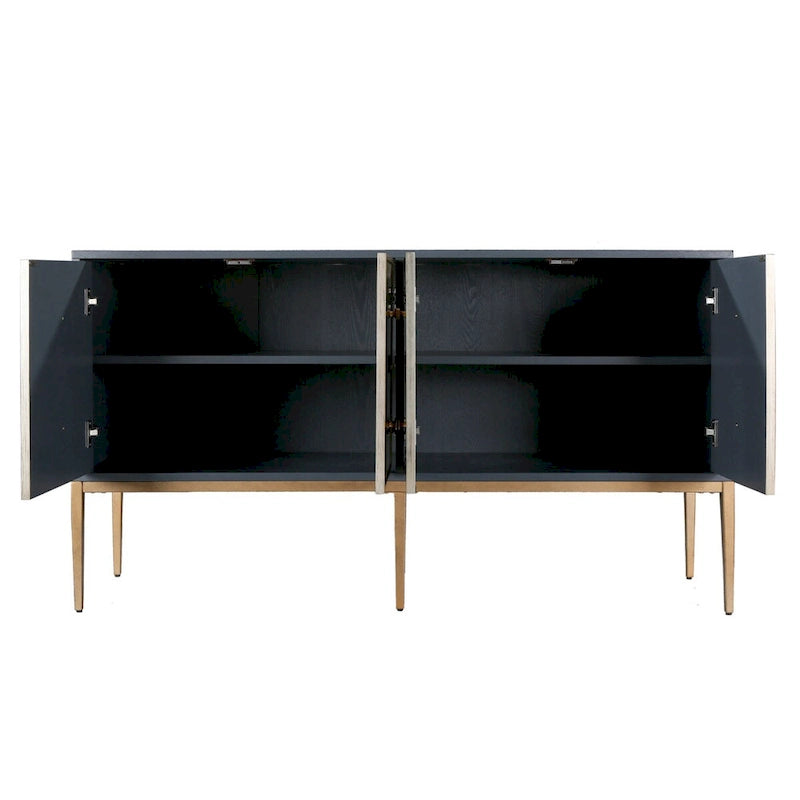 Buffet Bahut Rangement Commode Moderne Milieu de Siècle 4 Portes avec Multi-compartiments pour Chambre - 150 cm
