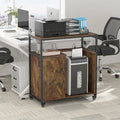 Support d'imprimante avec étagère de rangement, Classeurs de bureau latéraux avec prise et port de chargement USB