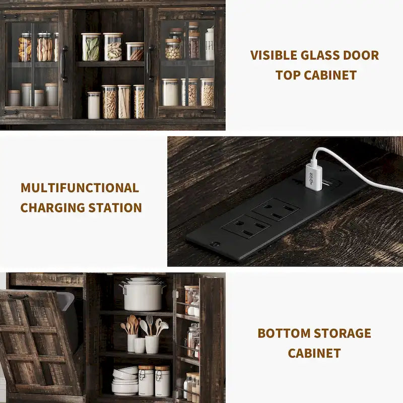 Meuble de rangement pour garde-manger de cuisine de style campagnard