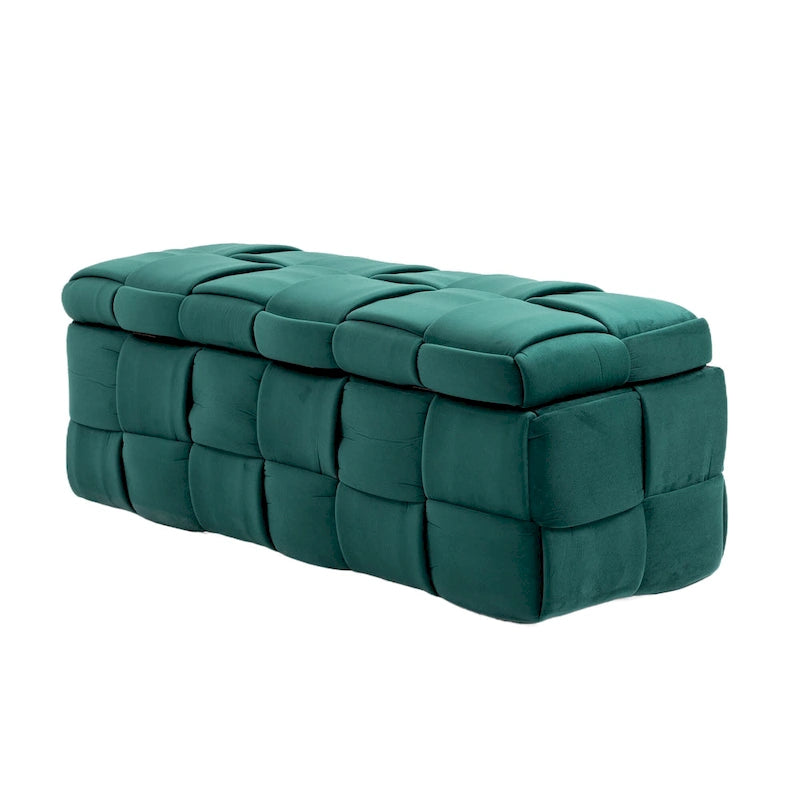 Banc de rangement ottoman, Banc de bout de lit de chambre à coucher, Banc de rangement ottoman en tissu rembourré avec charnière de sécurité, Repose-pieds rembourré d'entrée