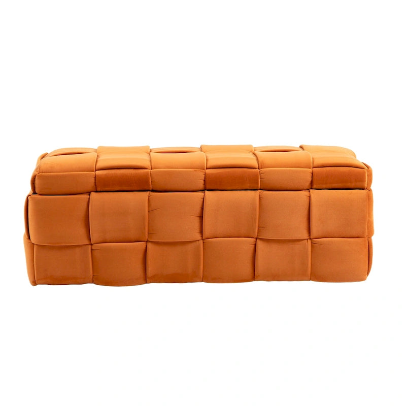 Banc de rangement ottoman, Banc de bout de lit de chambre à coucher, Banc de rangement ottoman en tissu rembourré avec charnière de sécurité, Repose-pieds rembourré d'entrée
