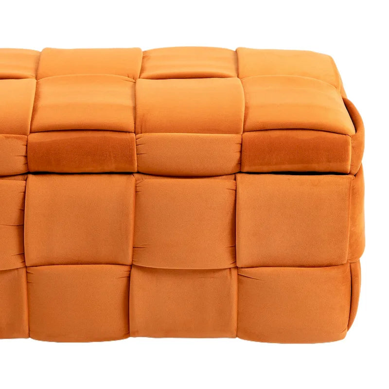 Banc de rangement ottoman, Banc de bout de lit de chambre à coucher, Banc de rangement ottoman en tissu rembourré avec charnière de sécurité, Repose-pieds rembourré d'entrée
