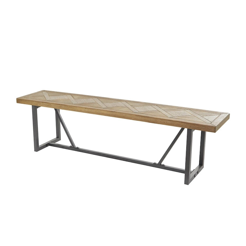 Banc en bois avec base en métal noir